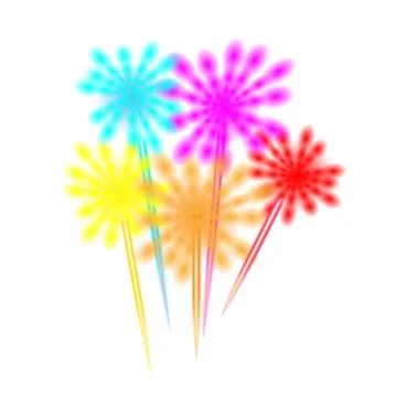 Multicolor transparent Fireworks holiday. Fun pyrotechnic compositions Stock Illustration