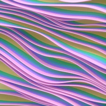 Multicolor trendy striped wavy background. 3d rendering illustration Illustrazione stock