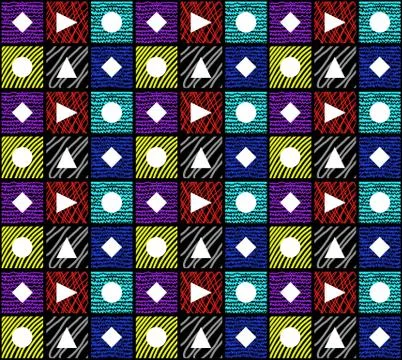 Multicolor triangle, round shapes pattern. - Illustration 스톡 일러스트