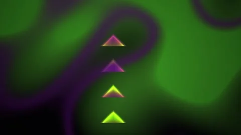 Multicolor triangle shapes in a row on green background. Stock Footage 336702816