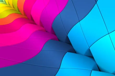 Multicolor triangles abstract background 3D illustration Stock Illustration