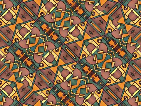 Multicolor Tribal Geometric Pattern Stock Illustration