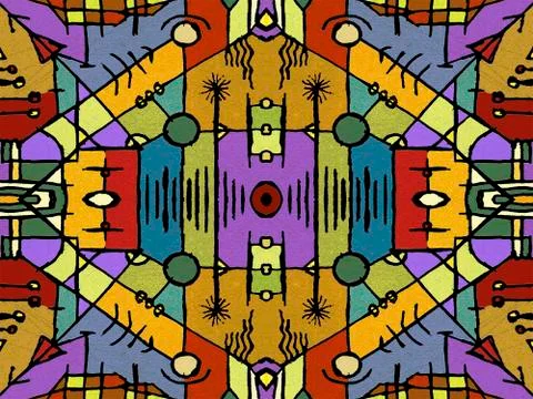 Multicolor Tribal Geometric Seamless Pattern Stock Illustration