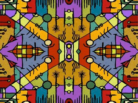 Multicolor Tribal Geometric Seamless Pattern 스톡 일러스트