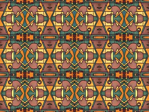 Multicolor Tribal Geometric Seamless Pattern Stock Illustration