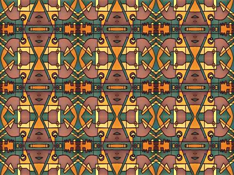 Multicolor Tribal Geometric Seamless Pattern Stock Illustration