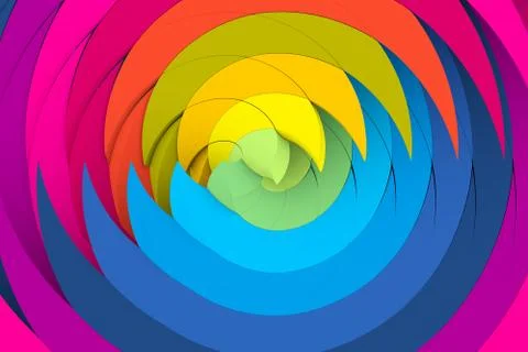 Multicolor twisted triangles abstract background 3D illustration Stock Illustration