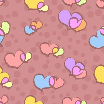 Multicolor Two Hearts Vector Repeat Pattern Stock Illustration