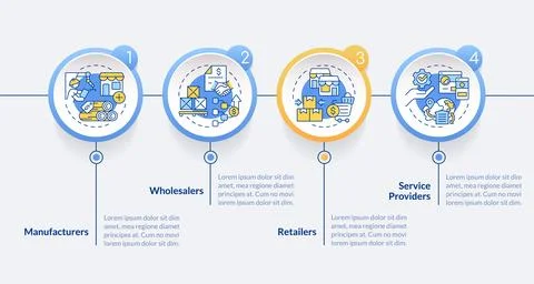 Multicolor vendor management layout with line icons Stock Illustration