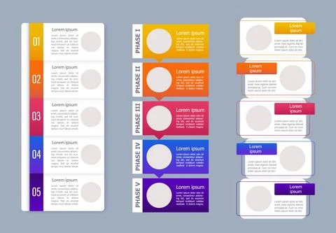 Multicolor vertical analytic data infographic chart design template set Stock Illustration