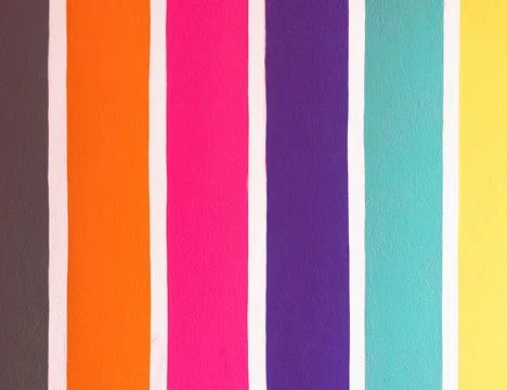 Multicolor vertical striped pattern on cement wall. Colorful painted on cemen Stock Photos