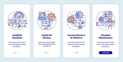 Multicolor walkthrough predictive maintenance linear icons Stock Illustration