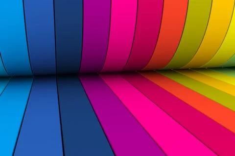 Multicolor wave lines abstract background 3D render illustration Stock Illustration