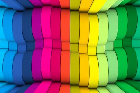 Multicolor wave wheels abstract background 3D render illustration Stock Illustration