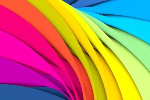Multicolor waves abstract background 3D illustration Stock Illustration