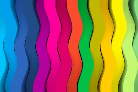 Multicolor waves abstract background 3D illustration Stock Illustration
