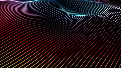 Multicolor wavy lines loop animation background Stock Footage 344147732