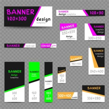 Multicolor web banner size templates Stock Illustration