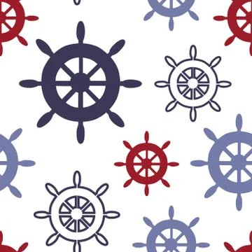 Multicolor wheels on white background vector seamless pattern. Illustrazione stock