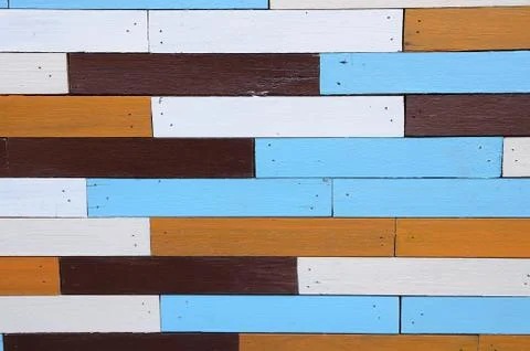 Multicolor wooden wall for background Stock Photos