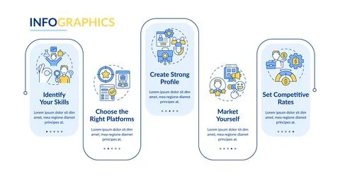 Multicolor workplace trends layout with linear icons Stock Illustration