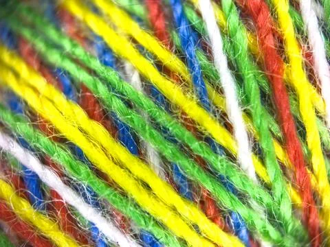 Multicolor yarn thread texture close up macro concept for knitting, textile 库存照片