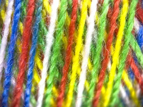 Multicolor yarn thread texture close up macro concept for knitting, textile Stock Photos