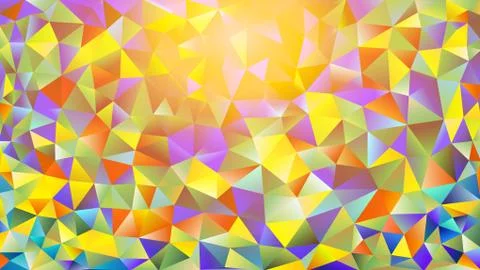 Multicolor yellow, blue, orange, red polygonal kaleidoscope abstract backgrou Ilustração Stock