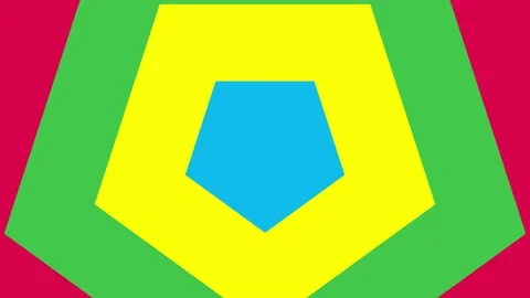 Multicolor zooming pentagonal elements. Abstract dynamic geometric background Stock Footage 175268354