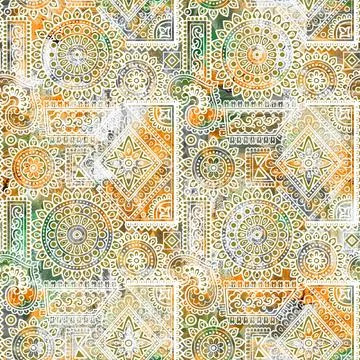Multi,Color,Background,Traditional,Wallpaper,Design Stock Illustration