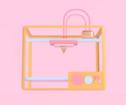 Multicolored 3d printer printering 3d render, 3d illustration. Illustrazione stock