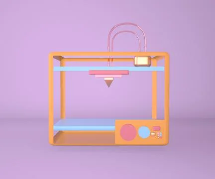 Multicolored 3d printer printering 3d render, 3d illustration. Illustrazione stock