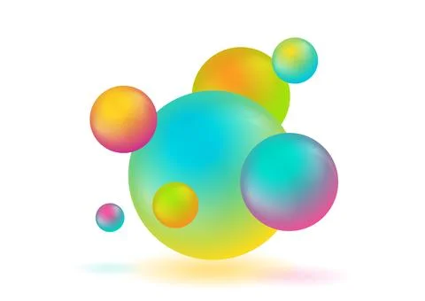 Multicolored 3d spheres abstract minimal elegant background Illustrazione stock
