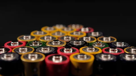 Multicolored Aa Batteries 4k Stock Footage 147418079