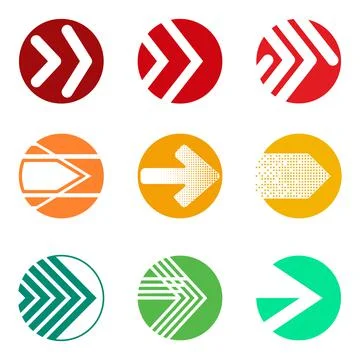 Multicolored abstract arrow icons. Stock Illustration