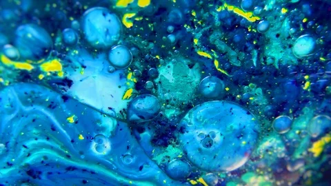 Multicolored abstract background 4K acrylic paint in oil, liquid moving textural Stock Footage 111533439