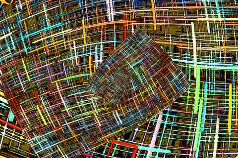 Multicolored abstract checkered fractals pattern. Comic background. Stockillustratie