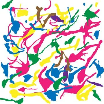 Multicolored abstract design with splashes of spreading paint. Vector Stock Illustration