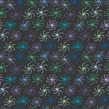 Multicolored abstract flowers on a gray seamless background. Stock Illustration