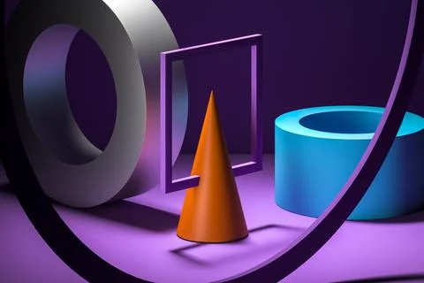 Multicolored abstract geometric figures as showcase for product presentation Illustrazione stock