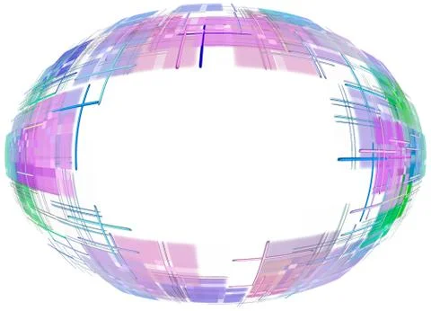 Multicolored abstract globe shape with empty space inside on white background Illustrazione stock