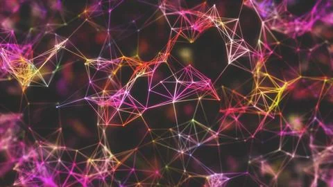 Multicolored abstract network of dots and lines. Stock Illustration