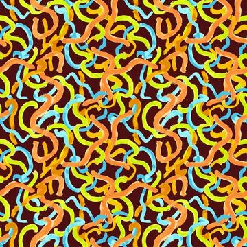 Multicolored abstract seamless pattern on a brown background. Stock Illustration
