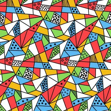 Multicolored abstract seamless pattern, mosaic fresco pieces of colored kalei Stock Illustration