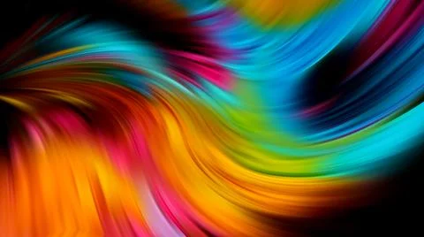 Multicolored abstraction on black background, high quality detailed render Stock Illustration