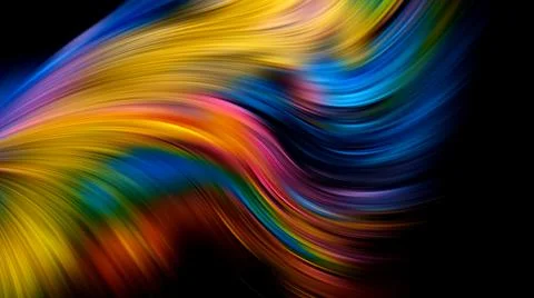 Multicolored abstraction on black background, high quality detailed render Stock Illustration
