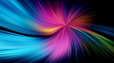 Multicolored abstraction on black background, high quality detailed render Stock Illustration
