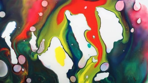 Multicolored acrylic flowing paints Stock Footage 100205667