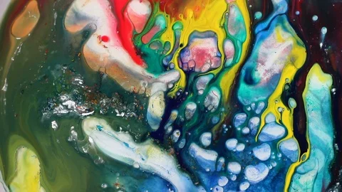 Multicolored acrylic flowing paints Stock Footage 101264592