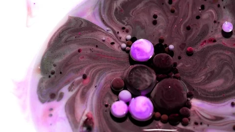 Multicolored acrylic paint  with marble pattern. Abstract Paint and Bubbles. Stock Footage 92048258